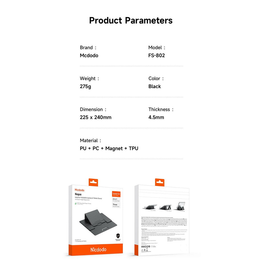 Podloga McDodo FS-8020 Napa za laptop 11inch - 16inch, Crna