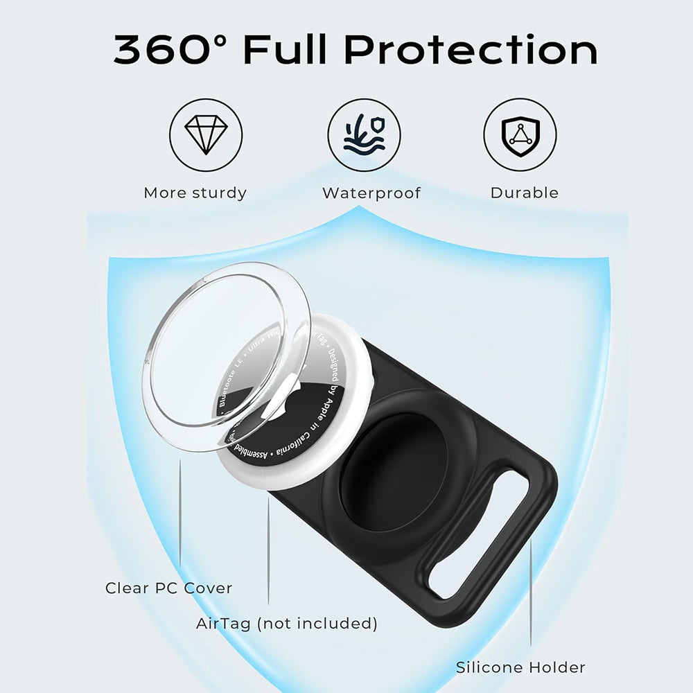 Nosiljka Techsuit BuddyGuard DG1 za Apple AirTag na ogrlici kućnog ljubimca, Crna