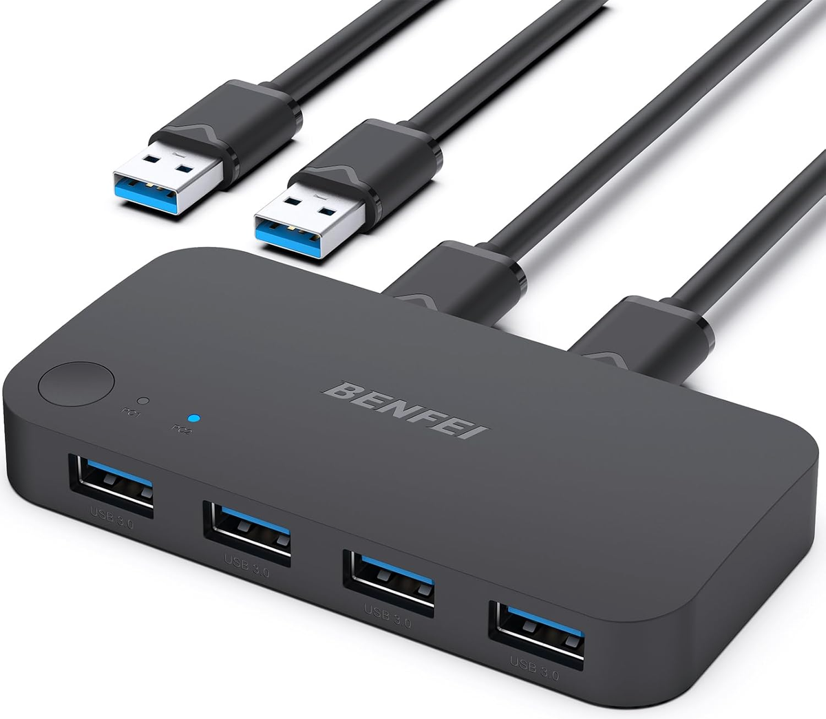 USB prekidač Benfei, 4 x USB-A 3.0, Crni
