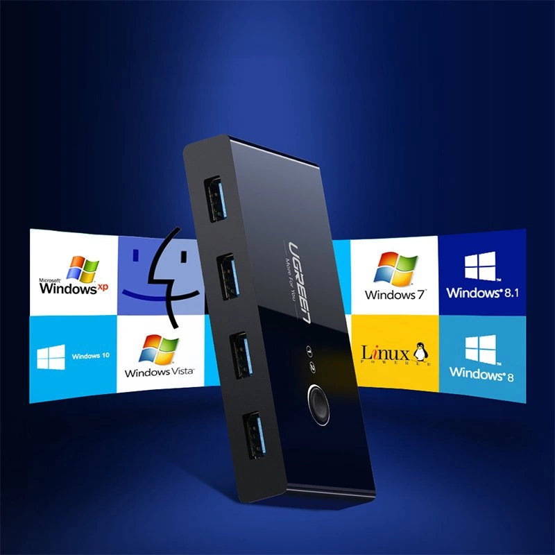 Switch USB UGREEN US216 (30768) Two Sharing Box New Version, 4 x USB-A 3.0, Crna