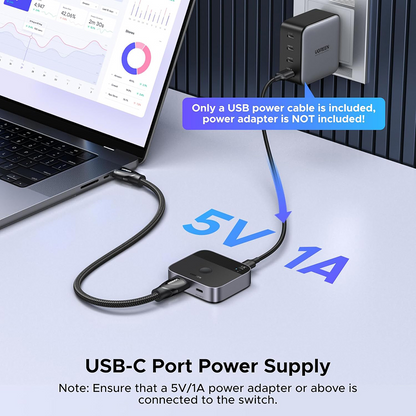 HDMI / USB-C Video Prekidač UGREEN AW503 (55452), Siva, Obnovljeno