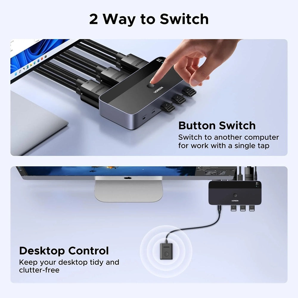 Switch Video DisplayPort UGREEN AK700 (55851), Sivi