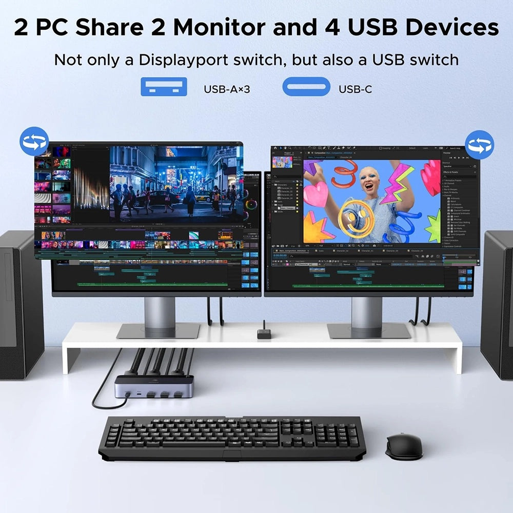 Switch Video DisplayPort UGREEN AK700 (55851), Sivi