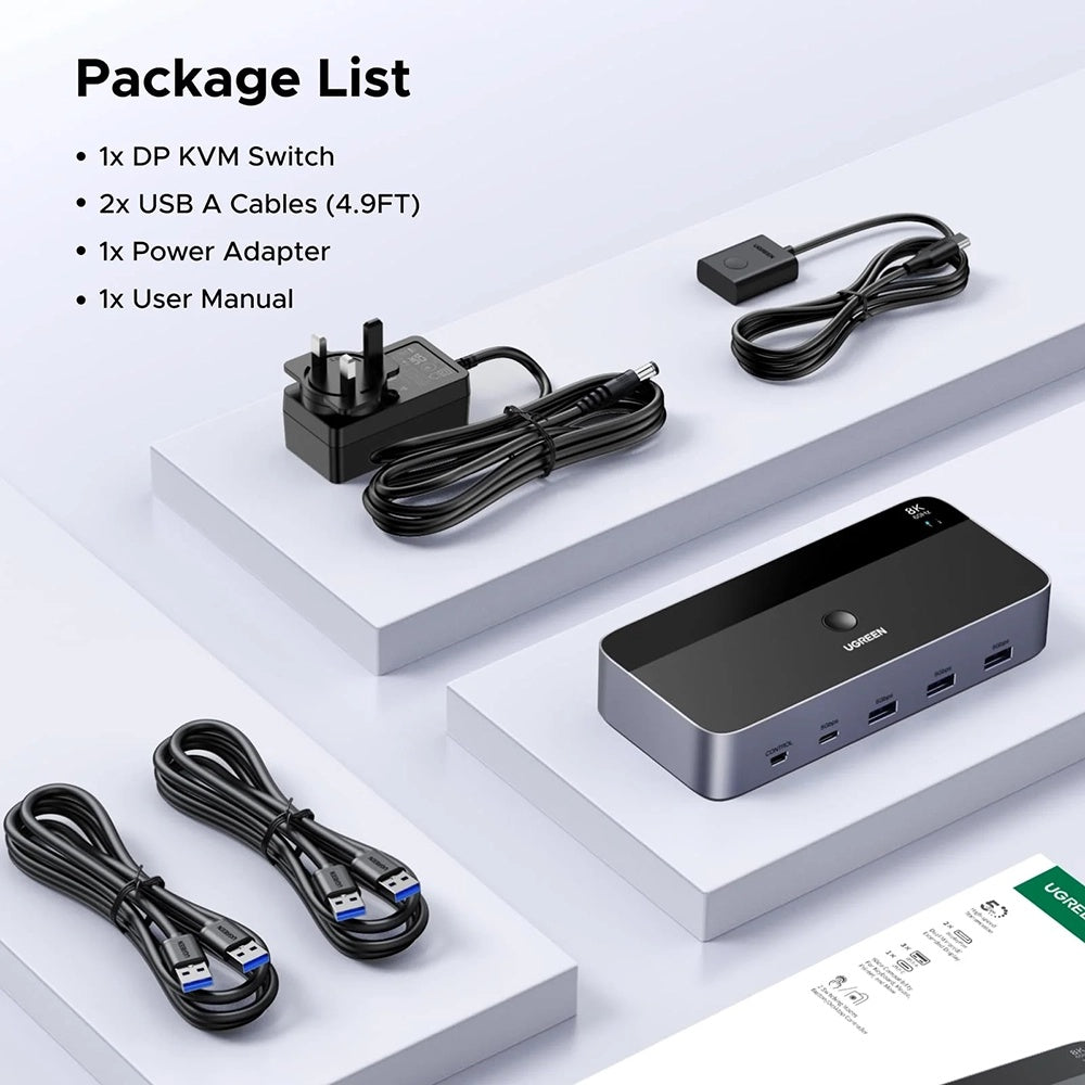 Switch Video DisplayPort UGREEN AK700 (55851), Sivi