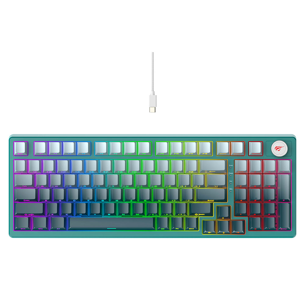 Gaming tipkovnica HAVIT KB899L, RGB, 1.8m, Bijelo Zelena