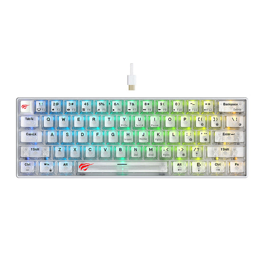 Gaming tipkovnica HAVIT KB903L, RGB, 1.8m, Bijela Prozirna