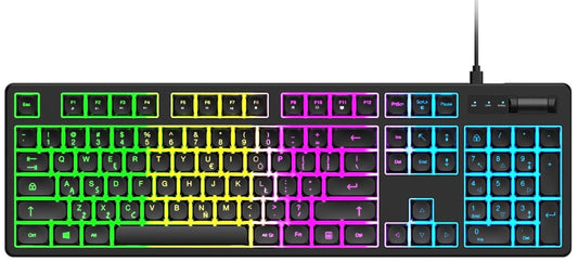 Gaming tipkovnica s USB žičanom vezom WZK WKG-200, RGB, 1.5m, Crna
