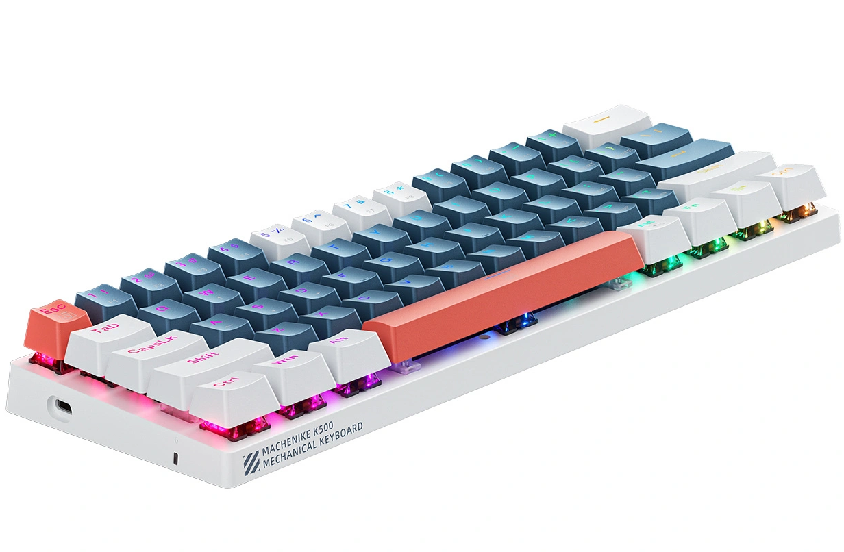Gaming žičana USB tipkovnica Machenike K500-B61 Mechanical, RGB, Plavo Bijela