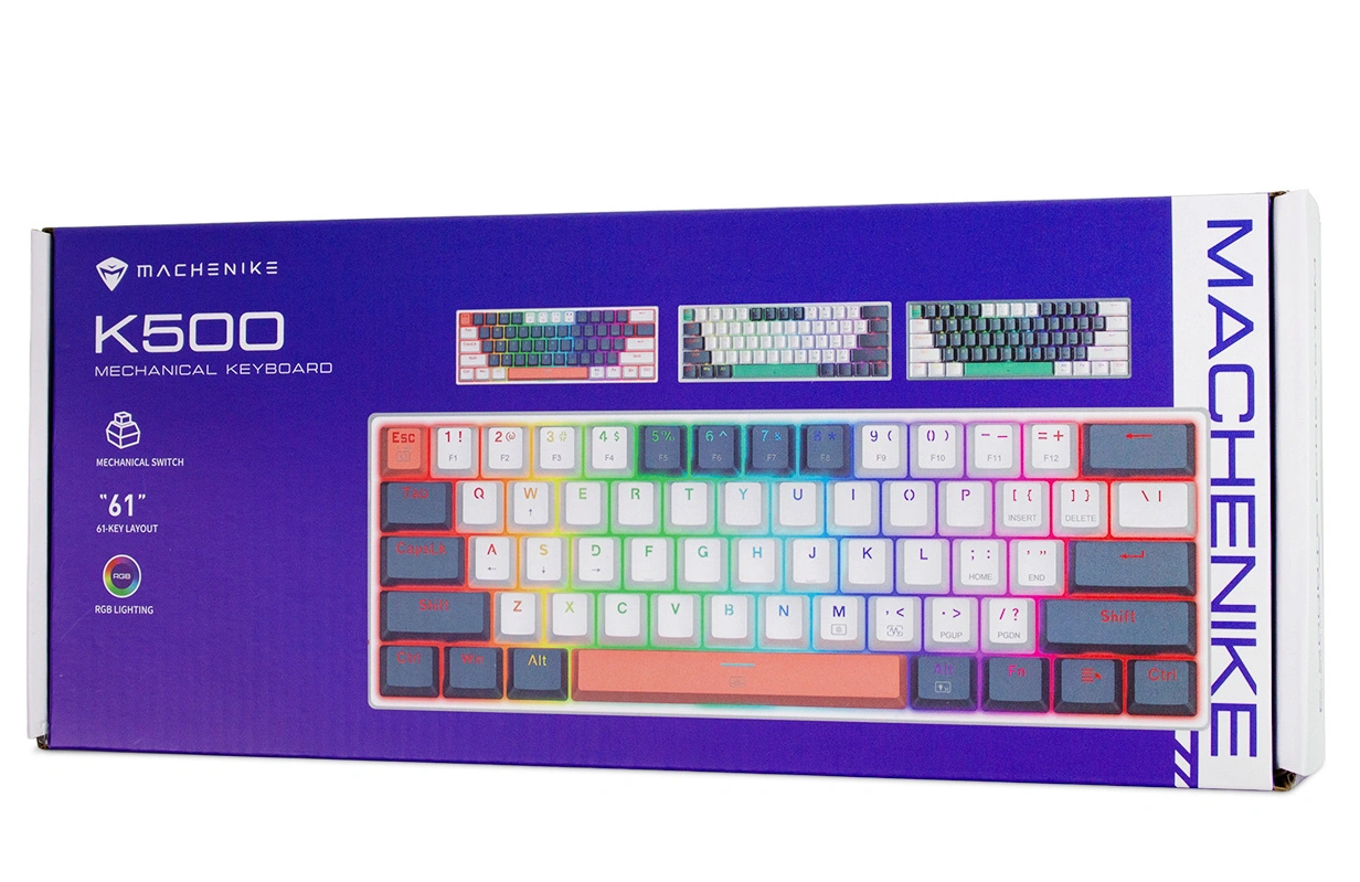 Gaming žičana USB tipkovnica Machenike K500-B61 Mechanical, RGB, Plavo Bijela