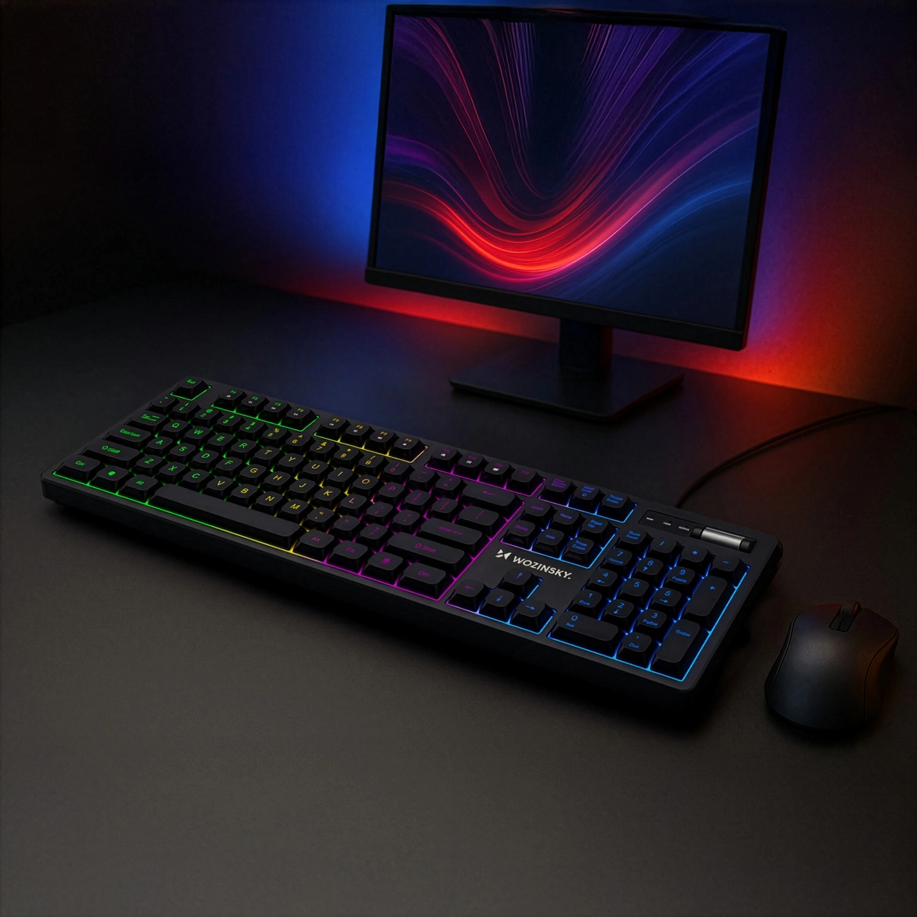 Gaming tipkovnica s USB žičanom vezom WZK WKG-200, RGB, 1.5m, Crna