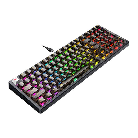 Gaming tipkovnica s USB kabelom HAVIT KB875L, RGB, 1.8m, Crna prozirna