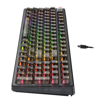 Gaming tipkovnica s USB kabelom HAVIT KB875L, RGB, 1.8m, Crna prozirna