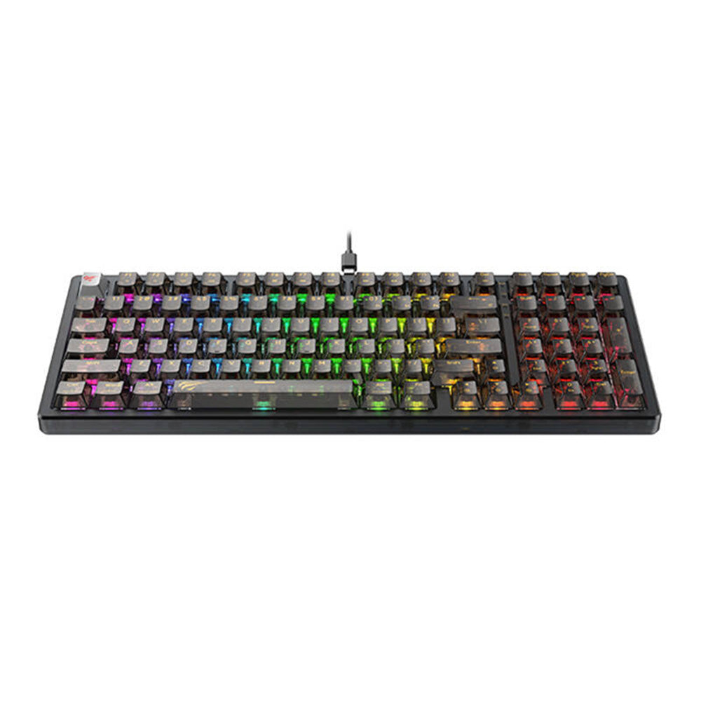 Gaming tipkovnica s USB kabelom HAVIT KB875L, RGB, 1.8m, Crna prozirna