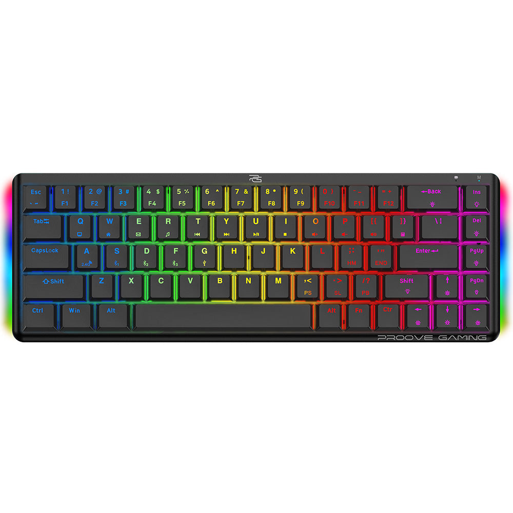 Bežična gaming tipkovnica Proove AFK, RGB, BT / Wi-Fi / Žičana, 1.5m, Crna WKAFKEN22001