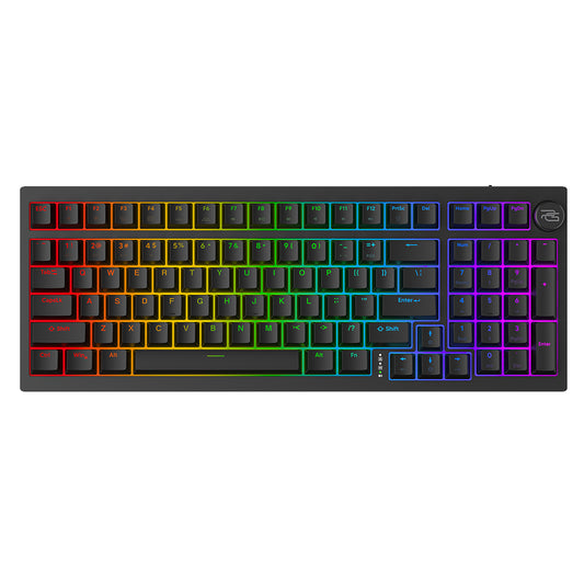 Bežična gaming tipkovnica Proove Slicker, RGB, BT / Wi-Fi / Žičana, 1.8m, Crna WKSLEN00022401