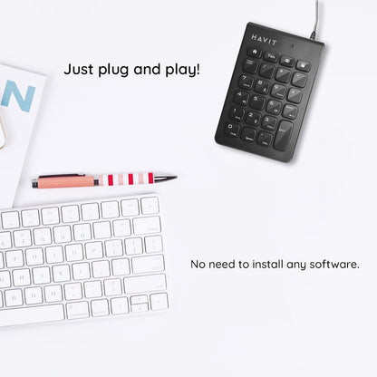 Numerička tipkovnica Wired USB HAVIT KB223, 1.5m, Crna