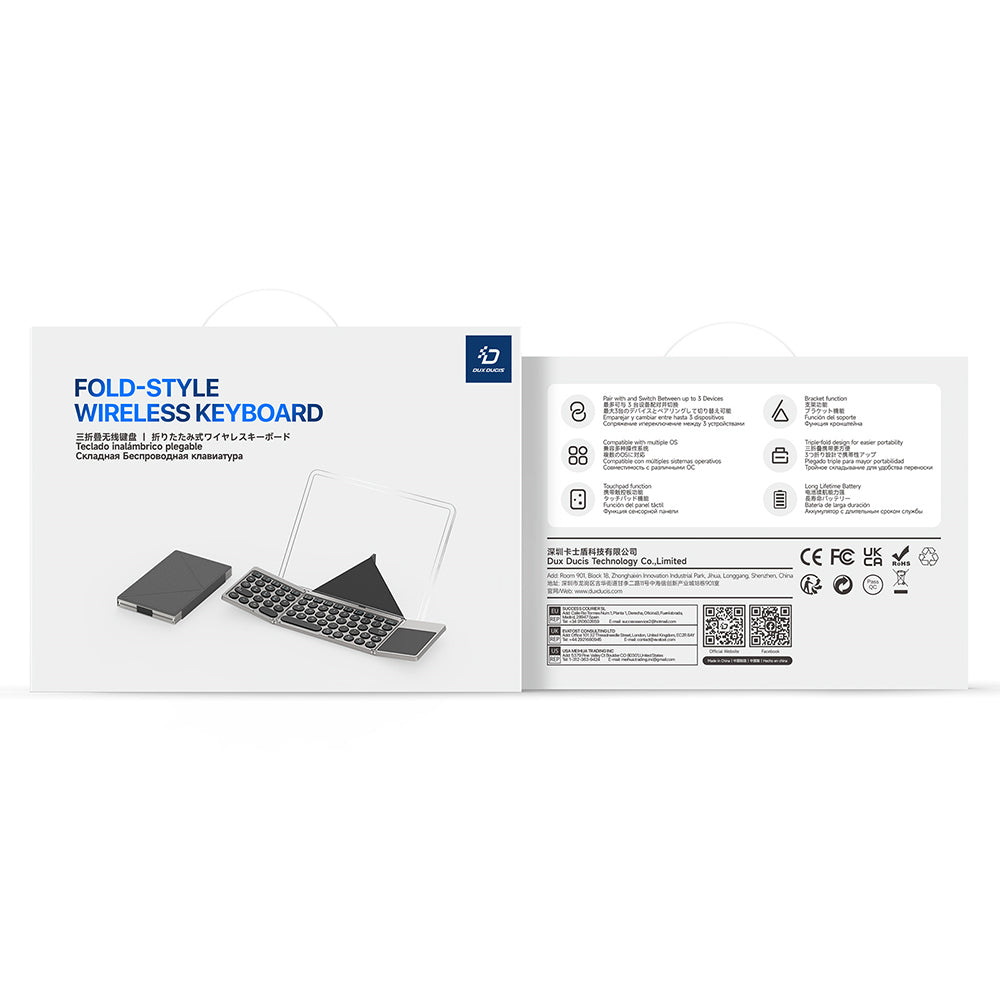 Sklopiva Bluetooth tipkovnica DUX DUCIS, Crna