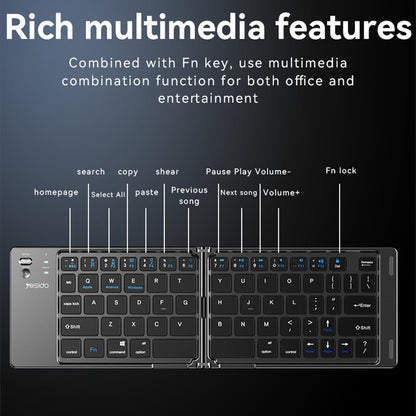 Sklopiva Bluetooth tipkovnica Yesido KB27, Crna