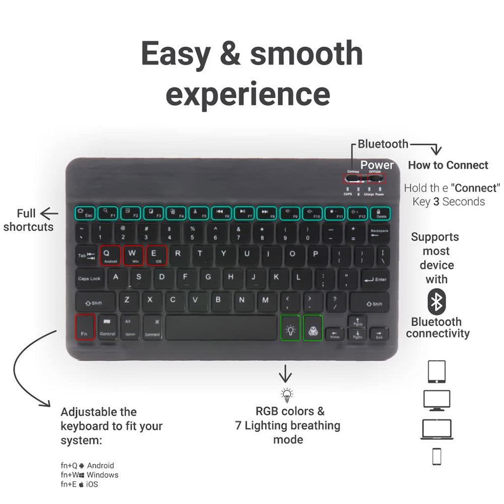 Bežična tipkovnica Techsuit WK1, RGB, Crna