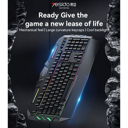 Bežična tipkovnica Yesido KB21, RGB, 1.5m, Crna