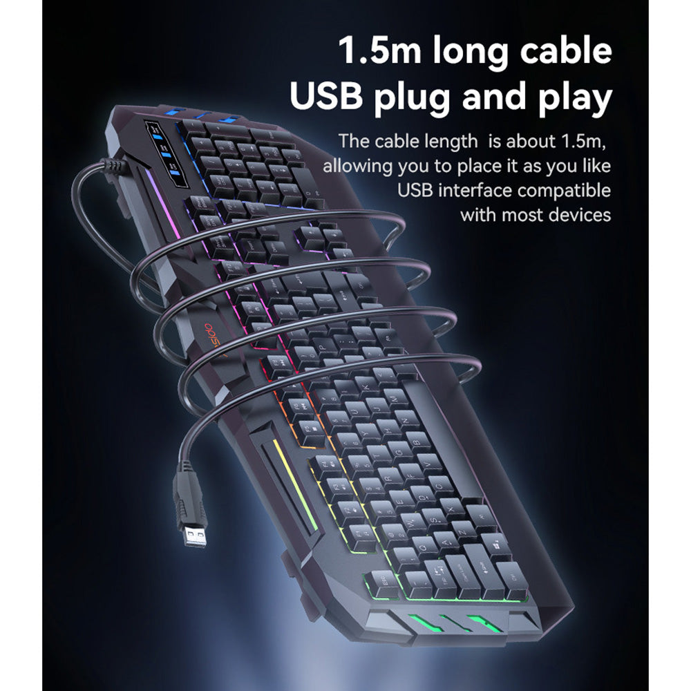 Bežična tipkovnica Yesido KB21, RGB, 1.5m, Crna