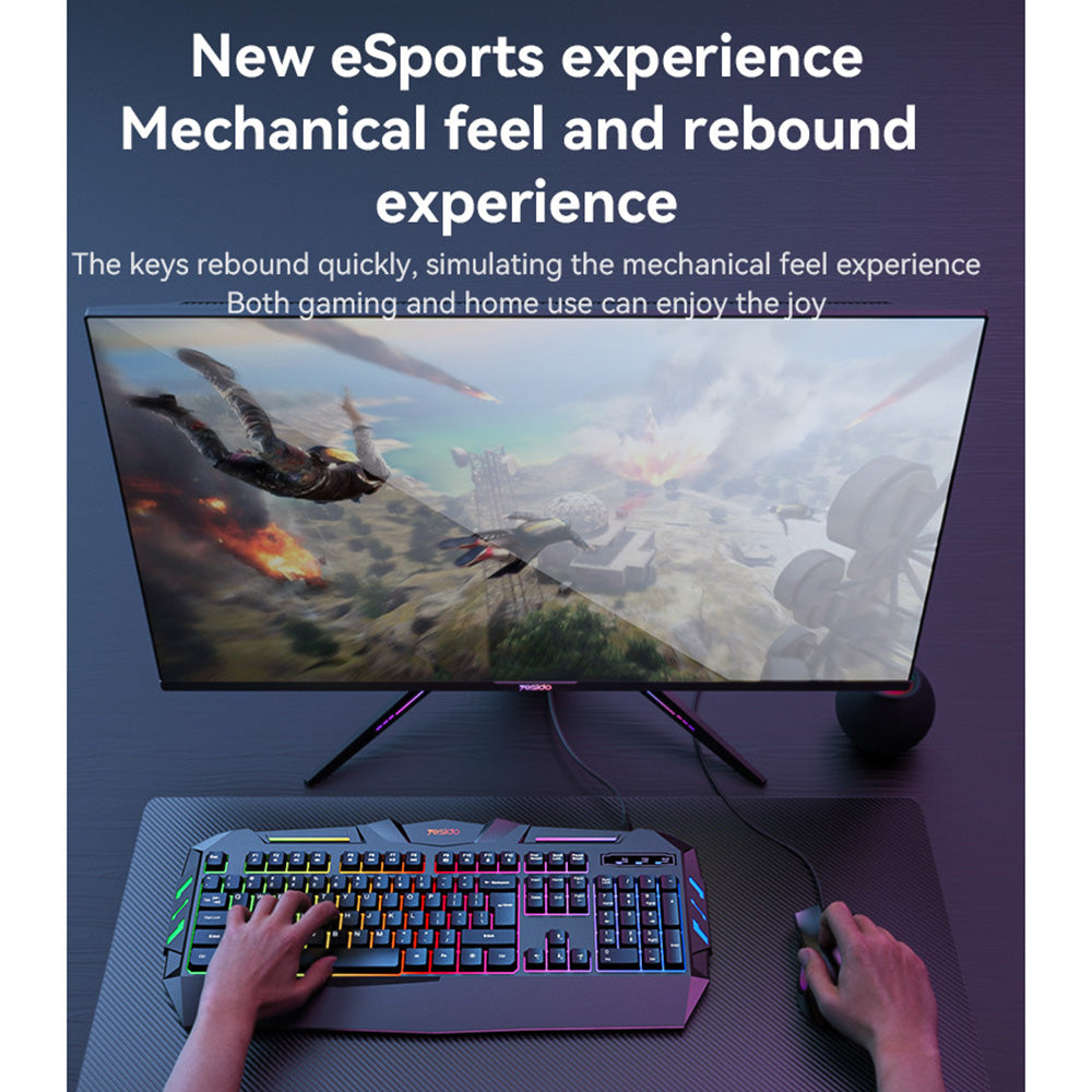 Bežična tipkovnica Yesido KB21, RGB, 1.5m, Crna