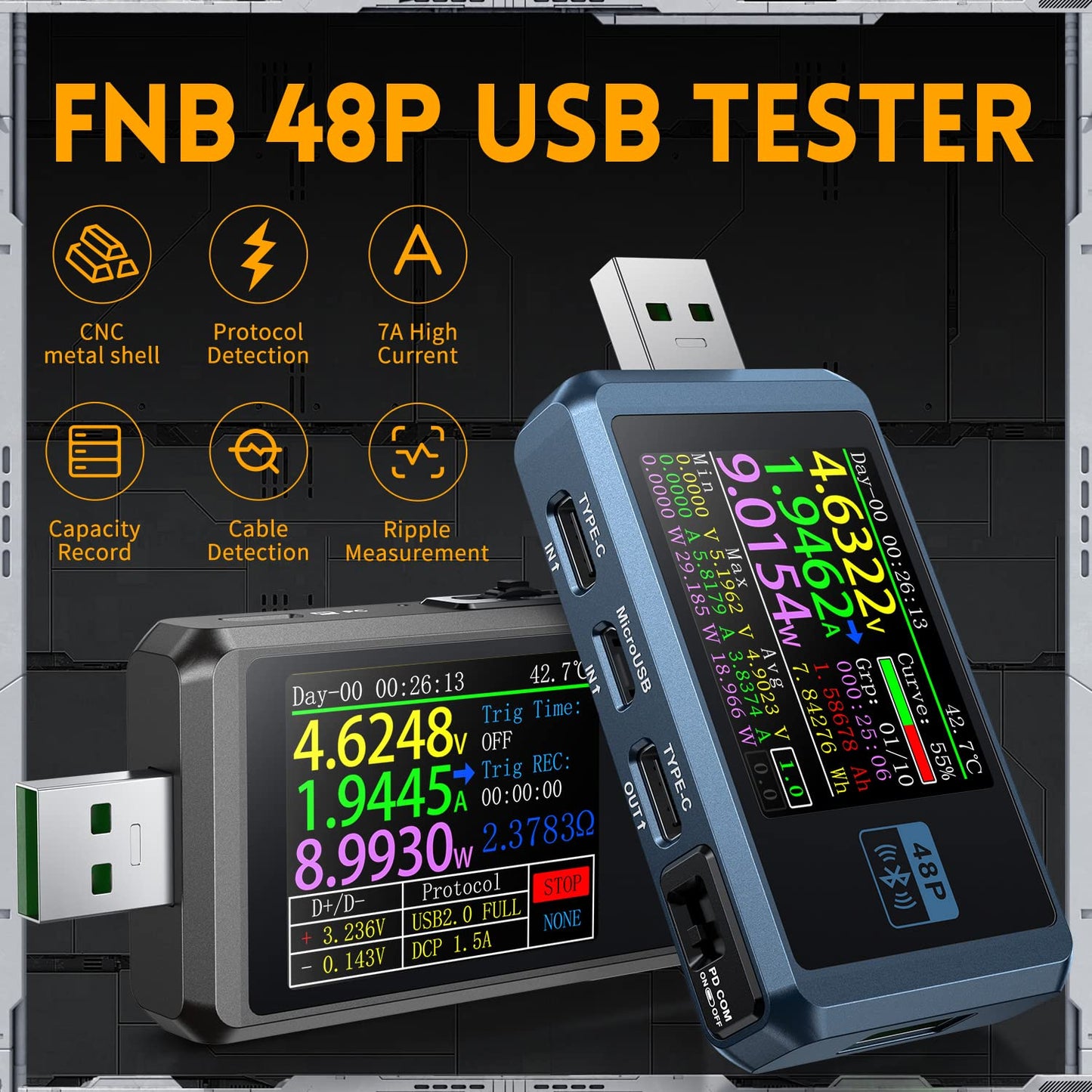 Tester napona Fnirsi FNB48P, 156W, 24V