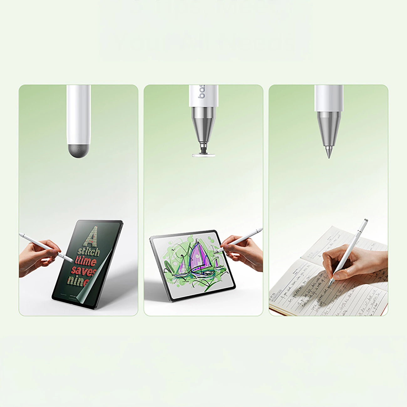 Touch Pen Baseus Smooth Writing 3 Magnetic 3in1 Series, Pasivna Verzija, Bijela P80080804213-00