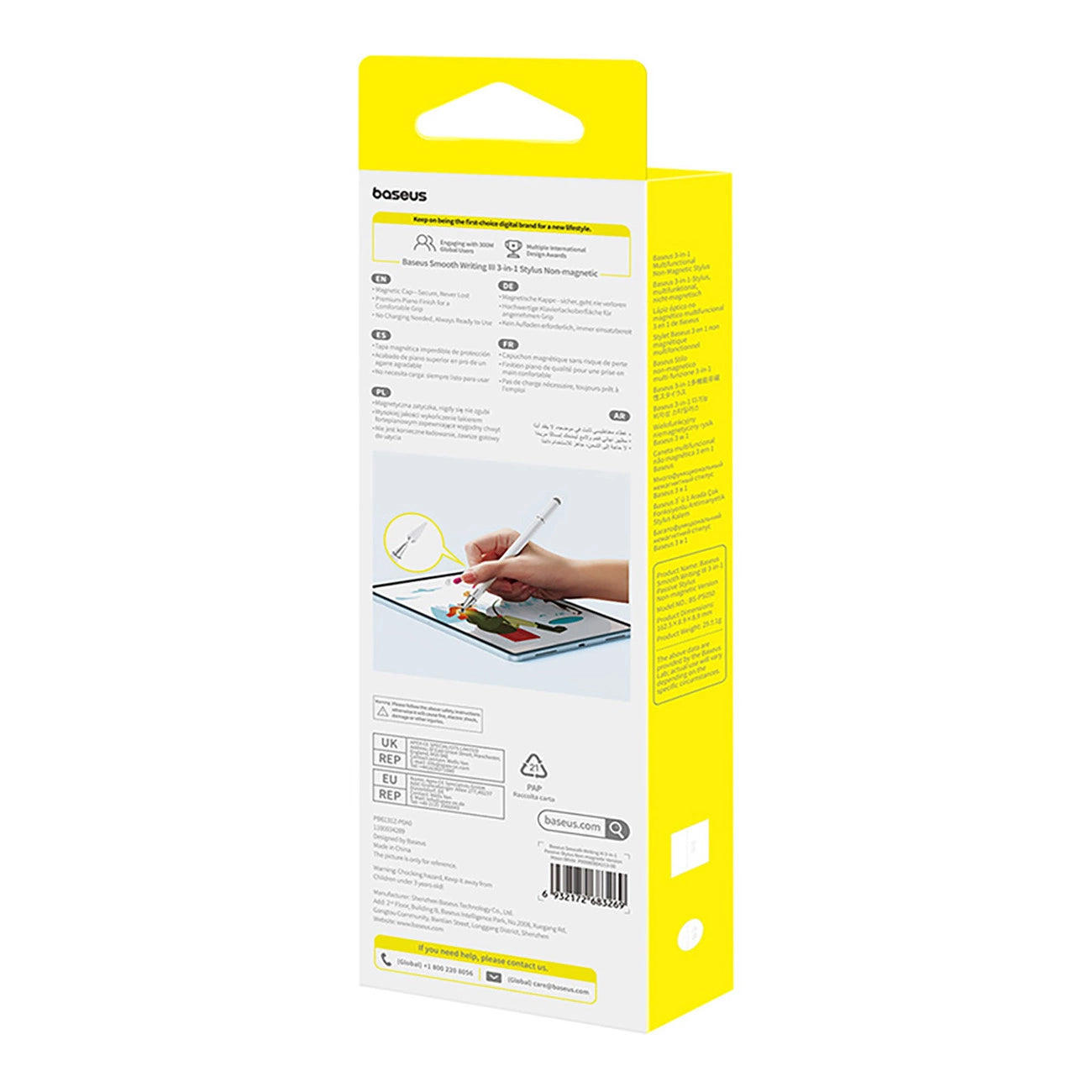 Touch Pen Baseus Smooth Writing 3 Magnetic 3in1 Series, Pasivna Verzija, Bijela P80080804213-00