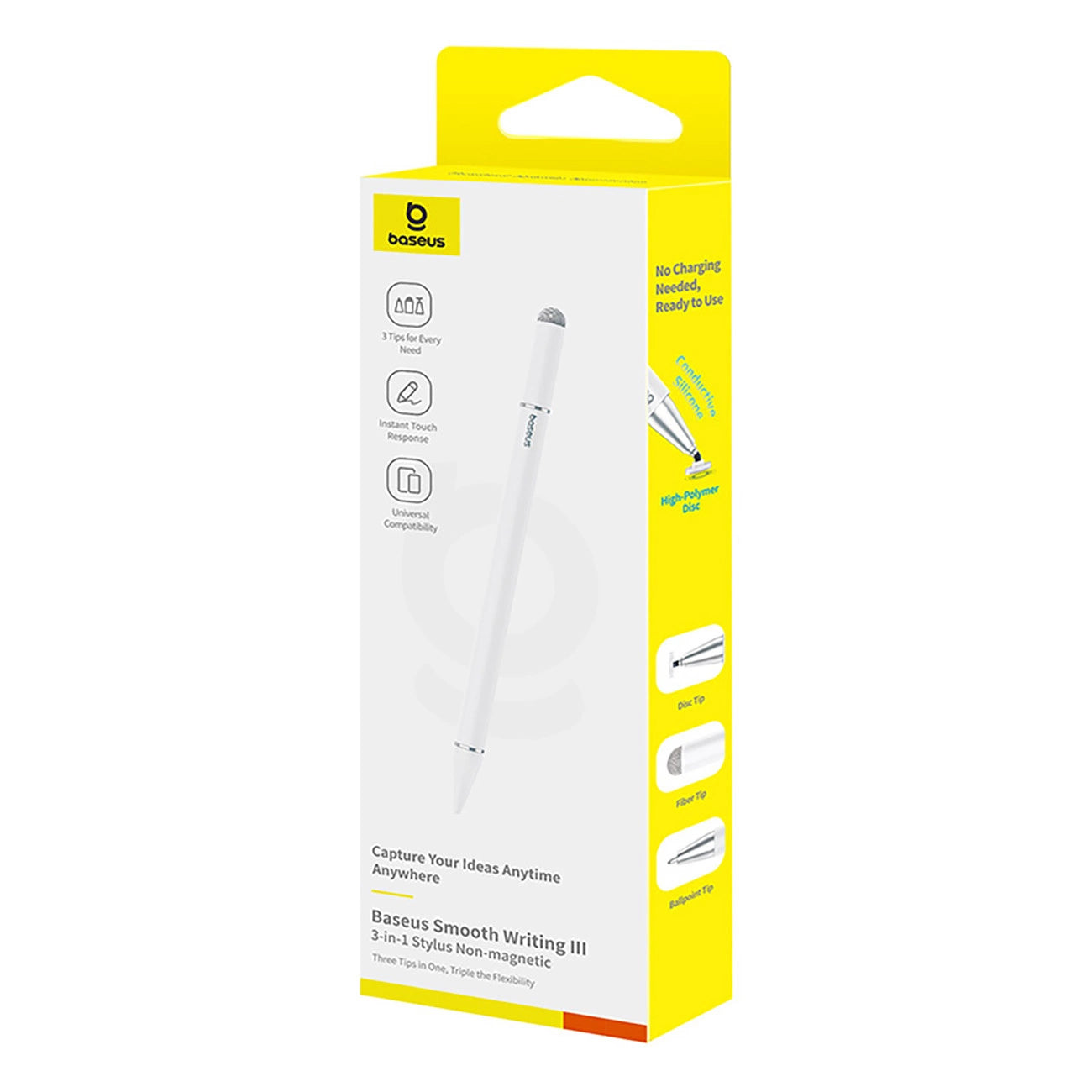 Touch Pen Baseus Smooth Writing 3 Magnetic 3in1 Series, Pasivna Verzija, Bijela P80080804213-00