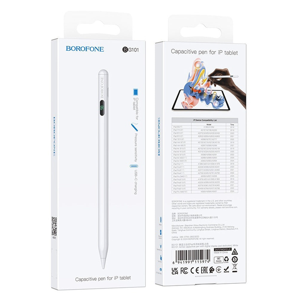 Touch Pen Borofone BG101 za Apple iPad seriju, Aktivna verzija, Bijela