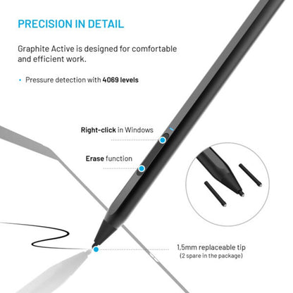 Touch Pen Fixed Graphite Active za uređaje s podrškom za MPP, Crni