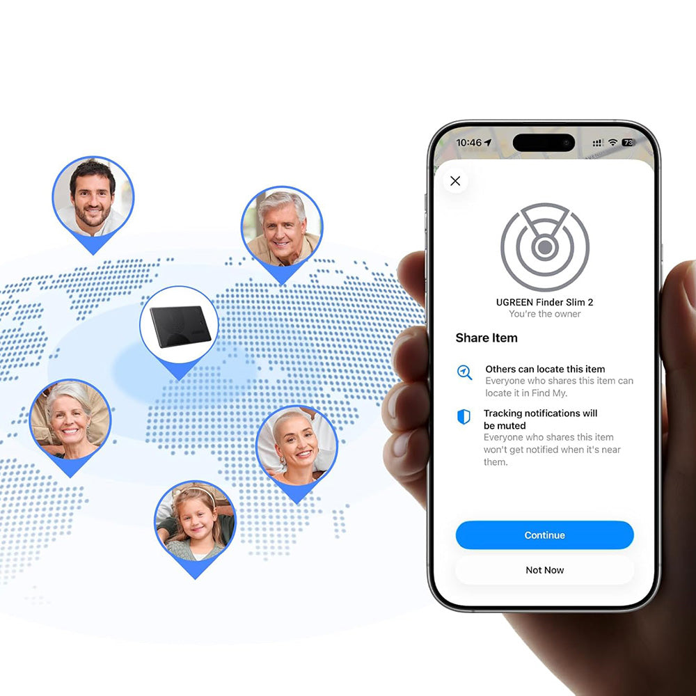 UGREEN SmartTag Smart Finder Slim 2 CM920 (75120A) za iOS Series, Set 2 komada, Crna