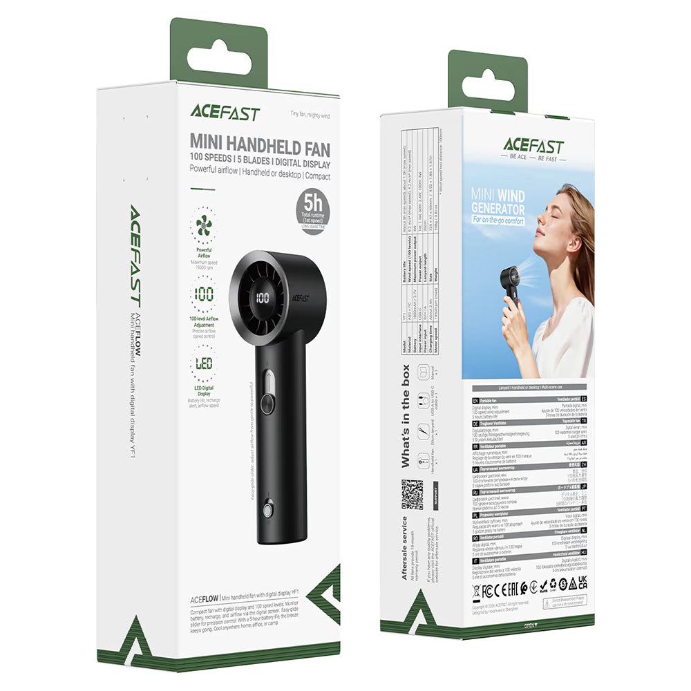 Prijenosni ventilator Acefast YF1, Crni