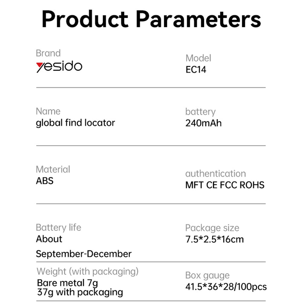 Yesido SmartTag EC14 za iOS seriju, Bijela