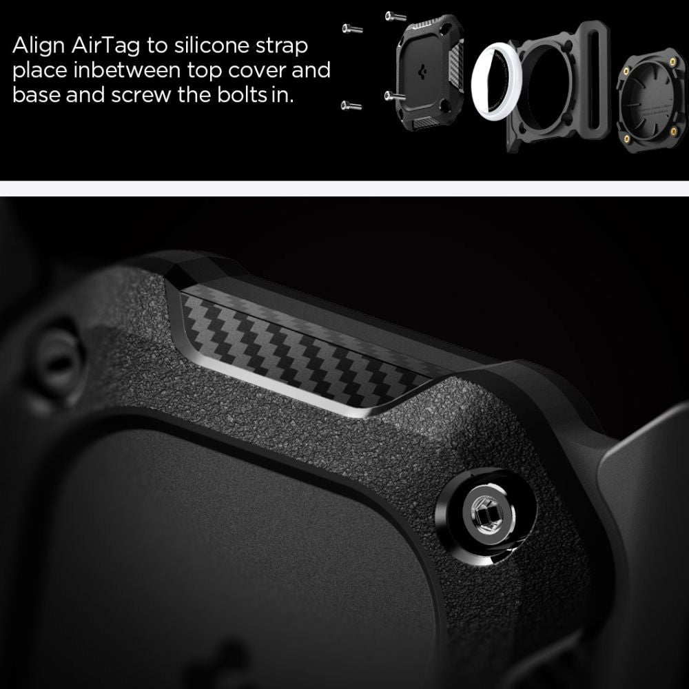 Spigen Tough Armor nosač za Apple AirTag na ogrlici kućnog ljubimca, Crni
