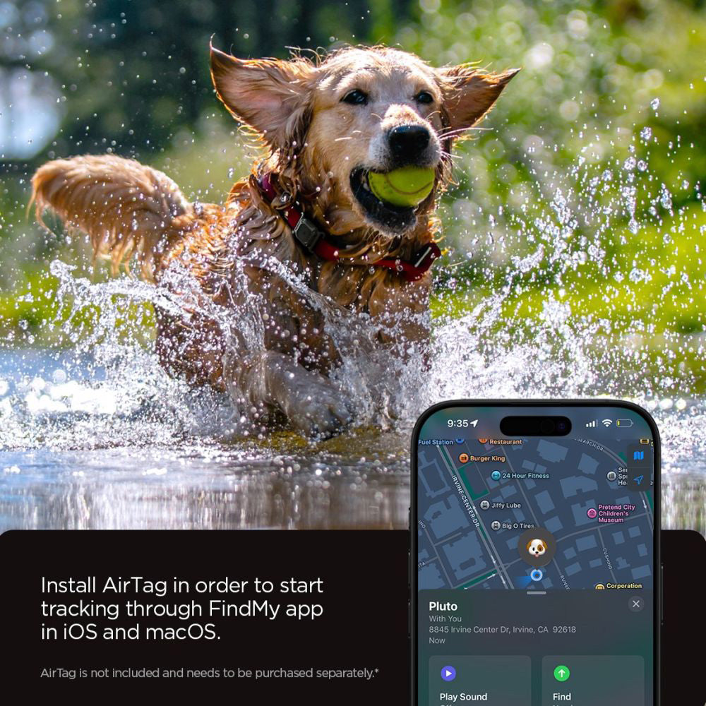 Spigen Tough Armor nosač za Apple AirTag na ogrlici kućnog ljubimca, Crni